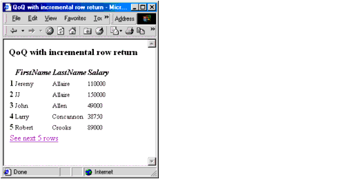 Displaying record set data incrementally