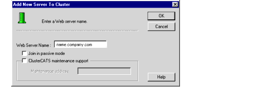 Add New Server to Cluster dialog box