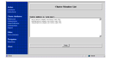 Cluster Member List page