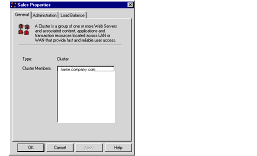 Cluster Properties dialog box