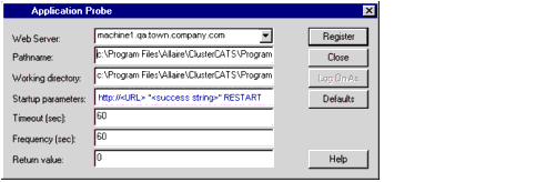 Web Application Probe dialog box 